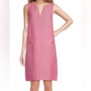 NWT J. McLaughlin Rue 100% Linen Dress Sleeveless Women’s Medium Peony Pink